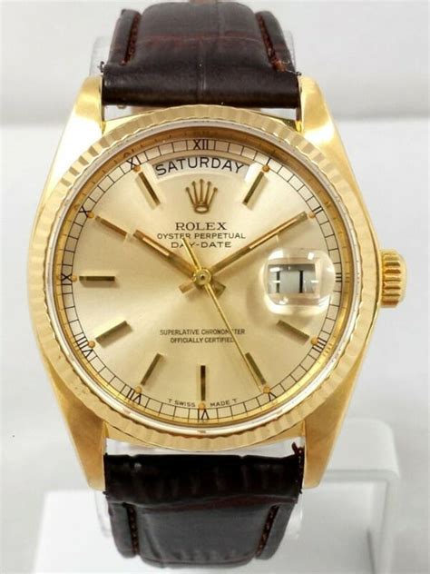 rolex watch brown leather band|used rolex leather band watches.